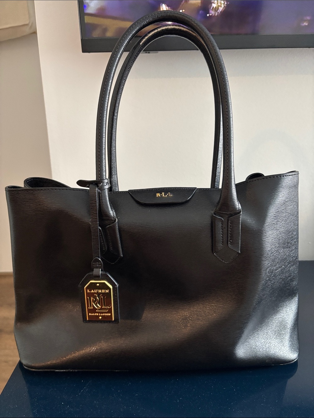 Ralph Lauren Black Leather Tote Bag - RLL